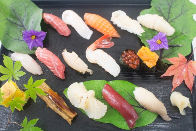An assortment of fresh sushi at Snow Castle